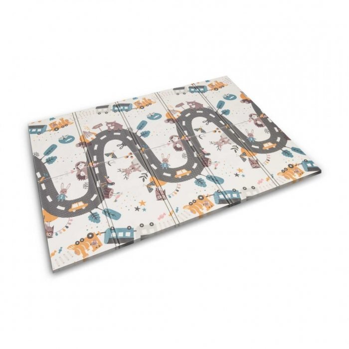 Nukido Covoras de joaca pentru copii cu doua fete Grey 200x150x1cm pliabilrealizat din spuma XPE inodorain cutie de carton ce se poate colora
