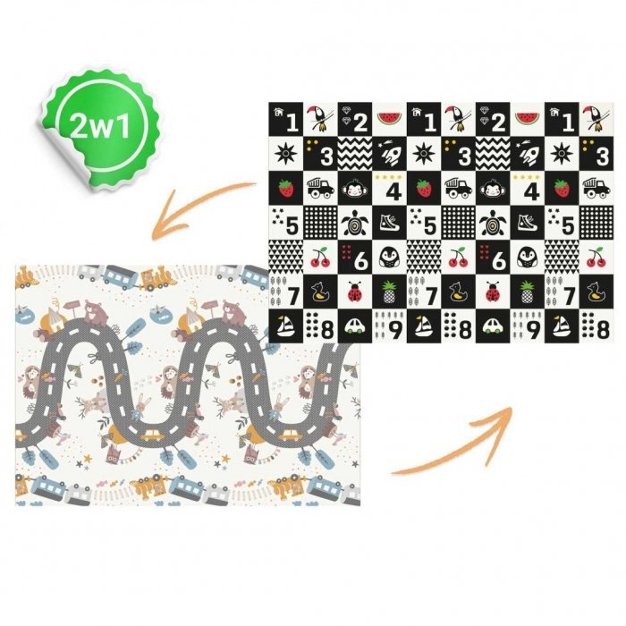 Nukido Covoras de joaca pentru copii cu doua fete Grey 200x150x1cm pliabilrealizat din spuma XPE inodorain cutie de carton ce se poate colora