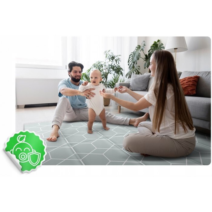 Nukido Covoras de joaca pentru copii cu doua fete pliabil realizat din spuma XPE inodora in cutie de carton ce se poate colora 200x180x1cm Ocean