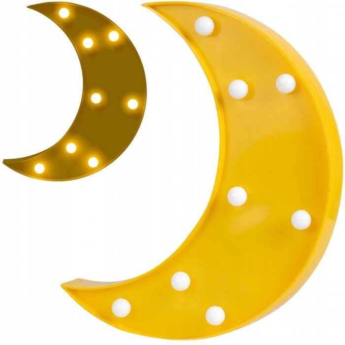 Nukido Lampa de veghe pentru camera copii Moon Galben lumini LED functionare cu baterii