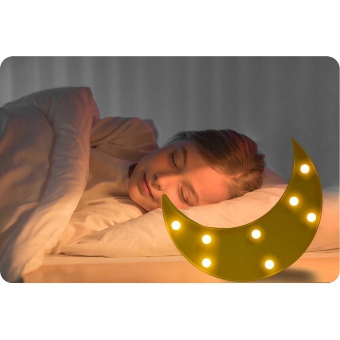 Nukido Lampa de veghe pentru camera copii Moon Galben lumini LED functionare cu baterii