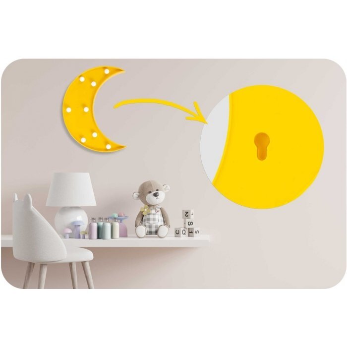 Nukido Lampa de veghe pentru camera copii Moon Galben lumini LED functionare cu baterii