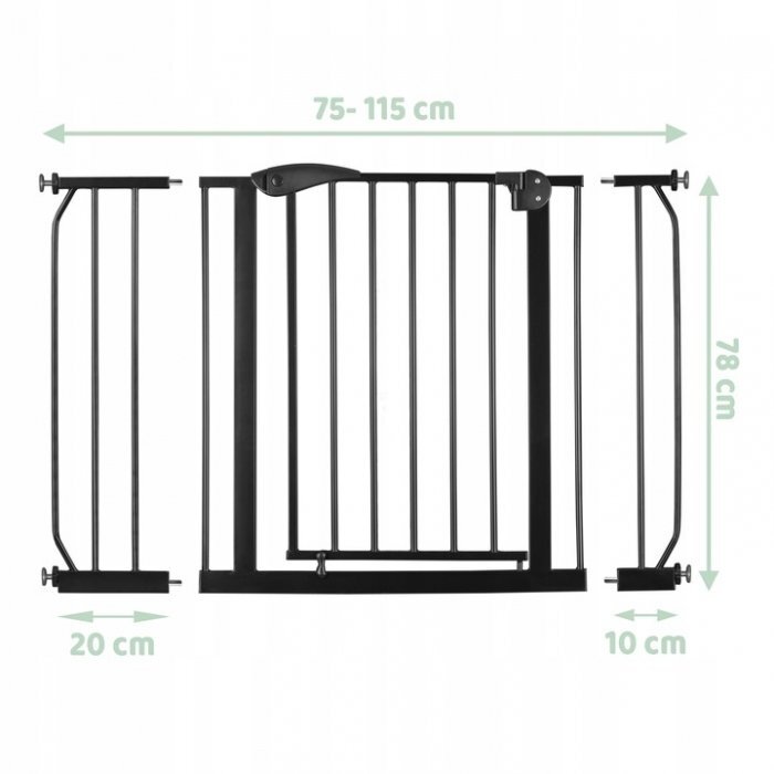 Nukido Poarta siguranta 75-115 cm 718300 Negru