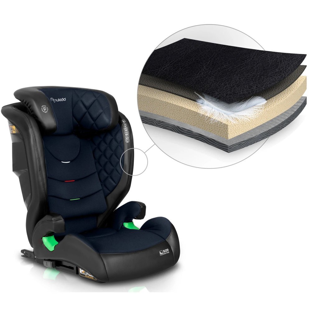 Nukido Scaun auto copii cu isofix I-SIZE 100-150 cm Louis NegruBleumarintetiera reglabila in 12 pozitiihusa detasabilaindicatori instalare centuraprotectie la impact lateral si certificare ECE R129