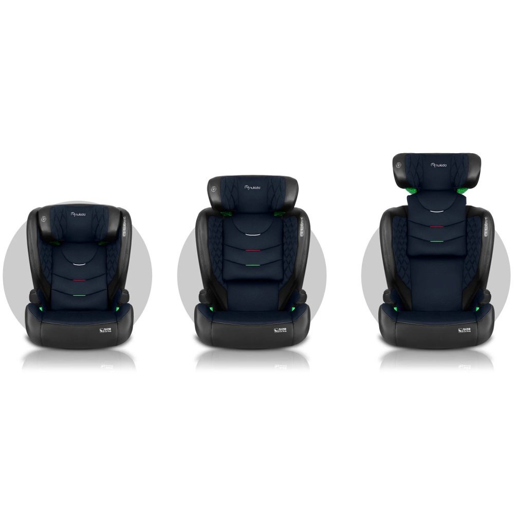 Nukido Scaun auto copii cu isofix I-SIZE 100-150 cm Louis NegruBleumarintetiera reglabila in 12 pozitiihusa detasabilaindicatori instalare centuraprotectie la impact lateral si certificare ECE R129