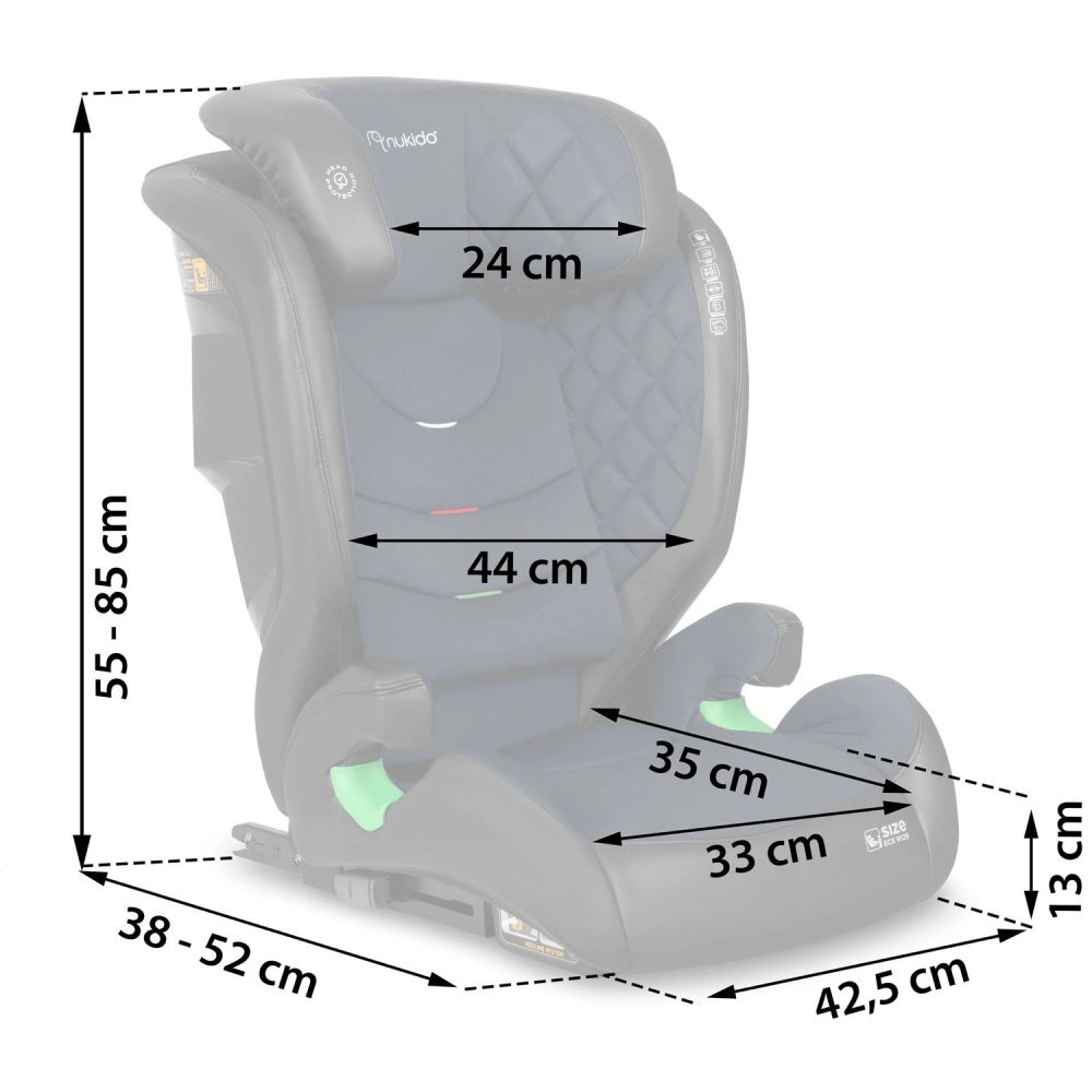 Nukido Scaun auto copii cu isofix I-SIZE 100-150 cm Louis NegruBleumarintetiera reglabila in 12 pozitiihusa detasabilaindicatori instalare centuraprotectie la impact lateral si certificare ECE R129
