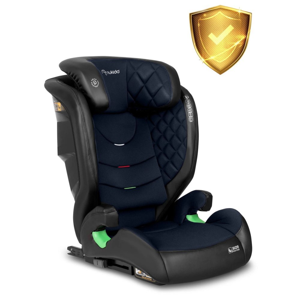 Nukido Scaun auto copii cu isofix I-SIZE 100-150 cm Louis NegruBleumarintetiera reglabila in 12 pozitiihusa detasabilaindicatori instalare centuraprotectie la impact lateral si certificare ECE R129