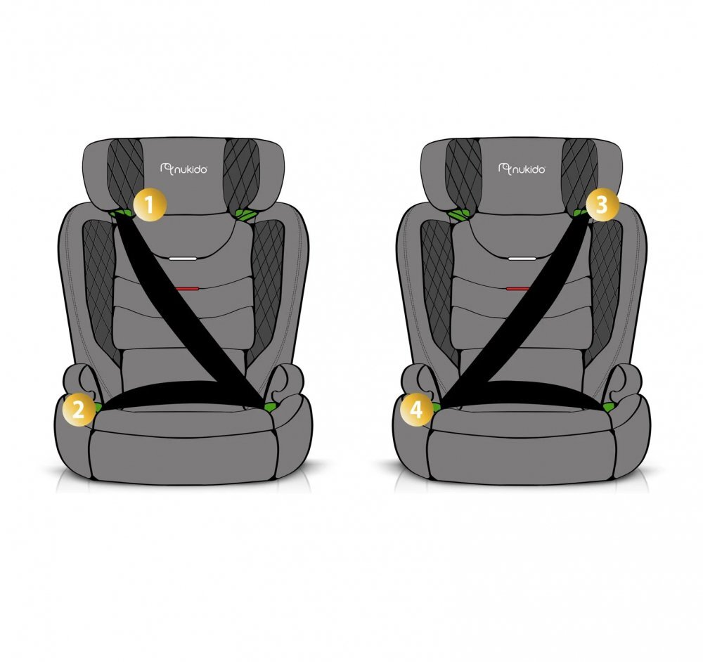 Nukido Scaun auto copii cu isofix I-SIZE 100-150 cm Louis Negrutetiera reglabila in 12 pozitiihusa detasabilaindicatori instalare centuraprotectie la impact lateral si certificare ECE R129