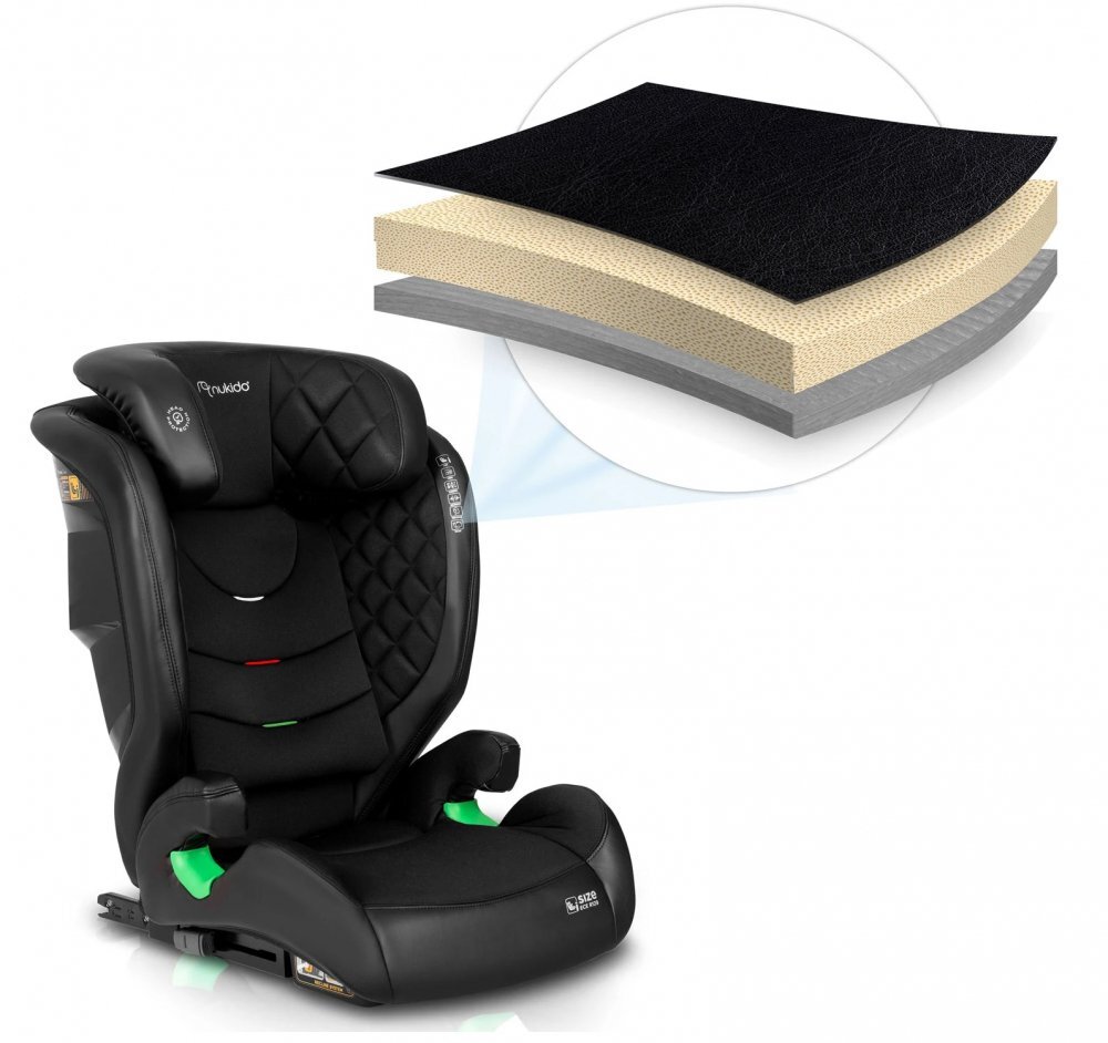 Nukido Scaun auto copii cu isofix I-SIZE 100-150 cm Louis Negrutetiera reglabila in 12 pozitiihusa detasabilaindicatori instalare centuraprotectie la impact lateral si certificare ECE R129