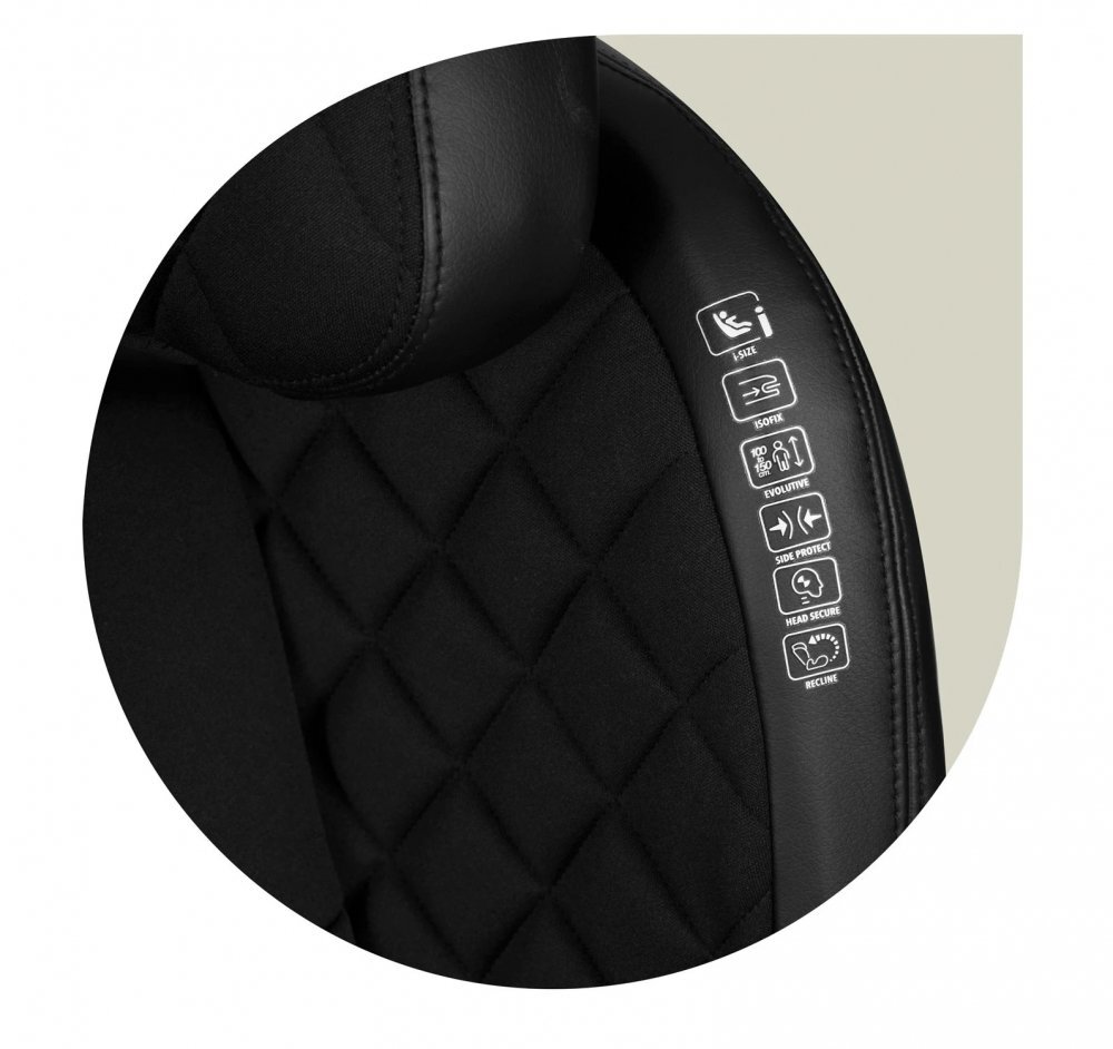 Nukido Scaun auto copii cu isofix I-SIZE 100-150 cm Louis Negrutetiera reglabila in 12 pozitiihusa detasabilaindicatori instalare centuraprotectie la impact lateral si certificare ECE R129