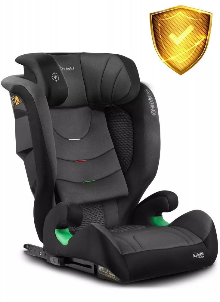 Nukido Scaun auto copii cu isofix I-SIZE 100-150 cm Louis Soft NegruGrispatar reglabil si detasabiltetiera reglabila in 12 pozitiiindicatori instalare centuraprotectie la impact lateralcertificare ECE R129