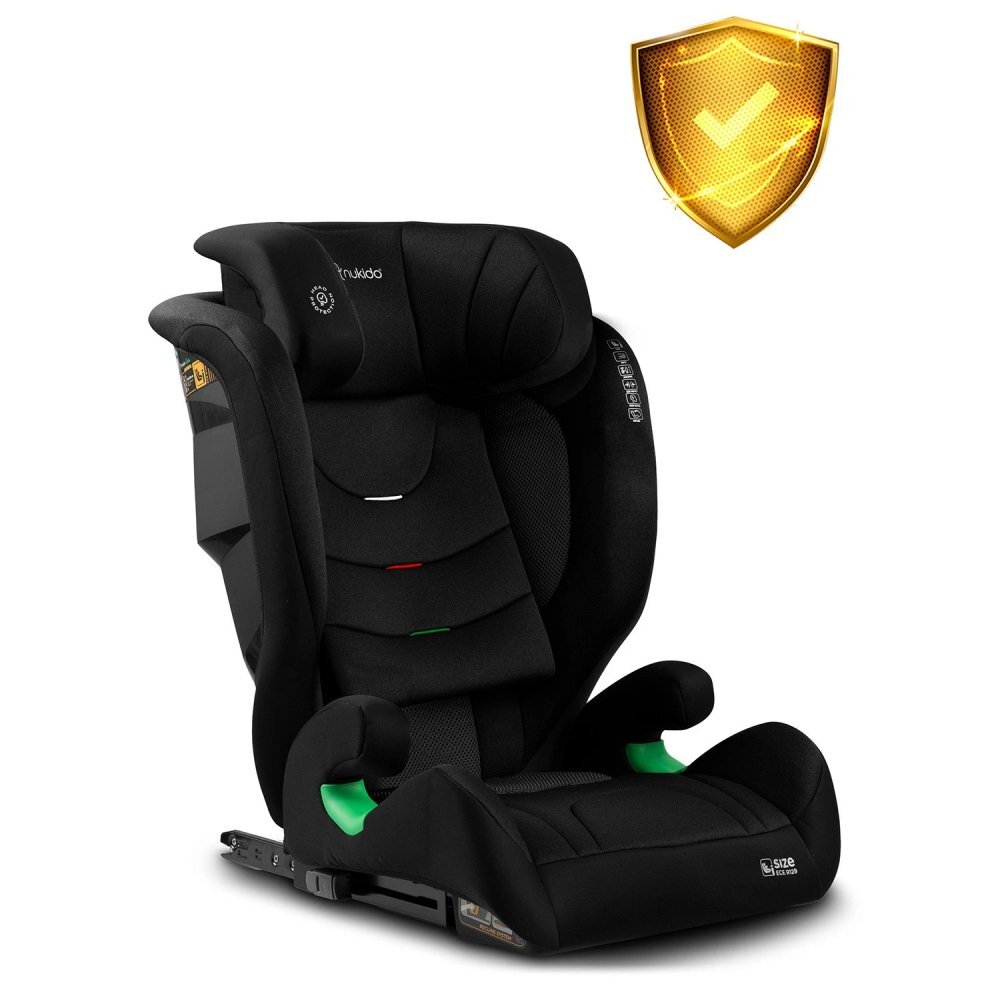 Nukido Scaun auto copii cu isofix I-SIZE 100-150 cm Louis Soft Negruspatar reglabil si detasabiltetiera reglabila in 12 pozitiiindicatori instalare centuraprotectie la impact lateralcertificare ECE R129