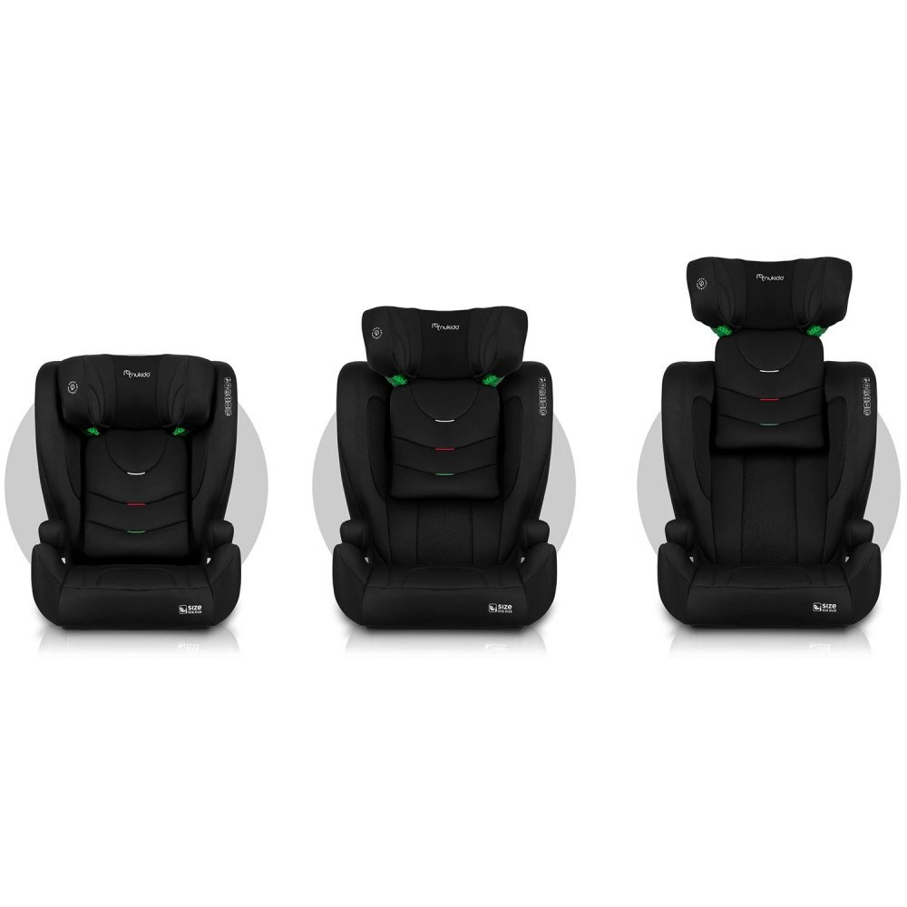 Nukido Scaun auto copii cu isofix I-SIZE 100-150 cm Louis Soft Negruspatar reglabil si detasabiltetiera reglabila in 12 pozitiiindicatori instalare centuraprotectie la impact lateralcertificare ECE R129