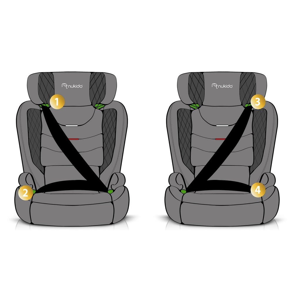 Nukido Scaun auto copii cu isofix I-SIZE 100-150 cm Louis Soft Negruspatar reglabil si detasabiltetiera reglabila in 12 pozitiiindicatori instalare centuraprotectie la impact lateralcertificare ECE R129