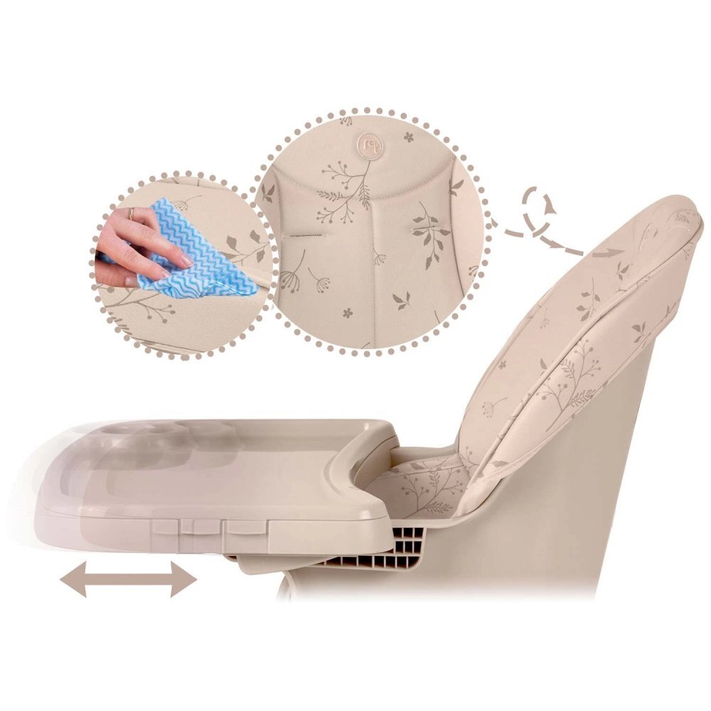 Nukido Scaun de masa multifunctional 3in1 cu utilizare versatilamasuta reglabila si detasabilahusa impermeabilacenturi de siguranta si suport picioare Tilo Bej
