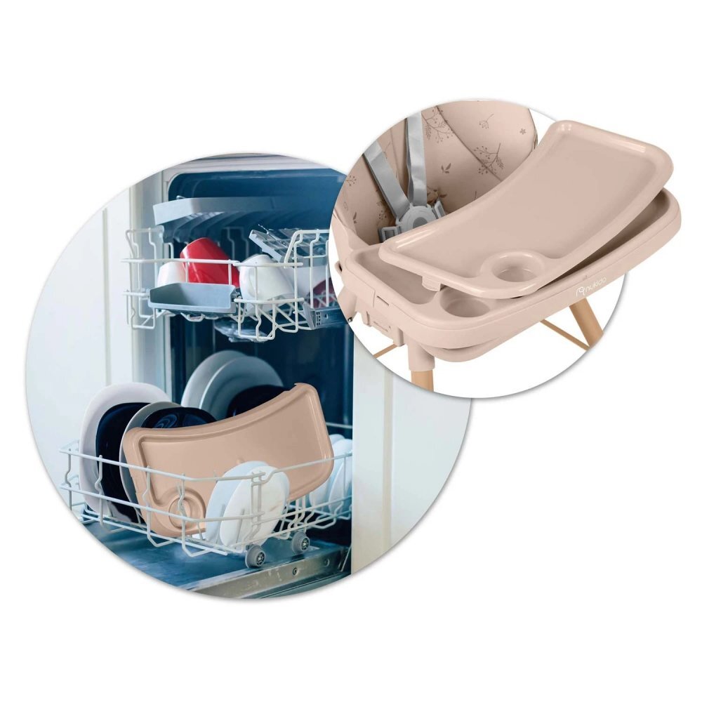 Nukido Scaun de masa multifunctional 3in1 cu utilizare versatilamasuta reglabila si detasabilahusa impermeabilacenturi de siguranta si suport picioare Tilo Bej