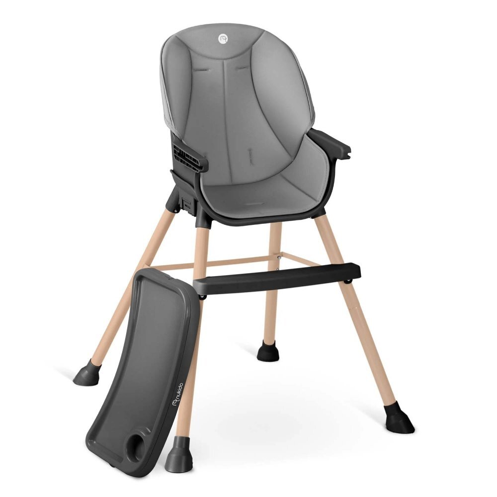 Nukido Scaun de masa multifunctional 3in1 cu utilizare versatilamasuta reglabila si detasabilahusa impermeabilacenturi de siguranta si suport picioare Tilo GriNegru