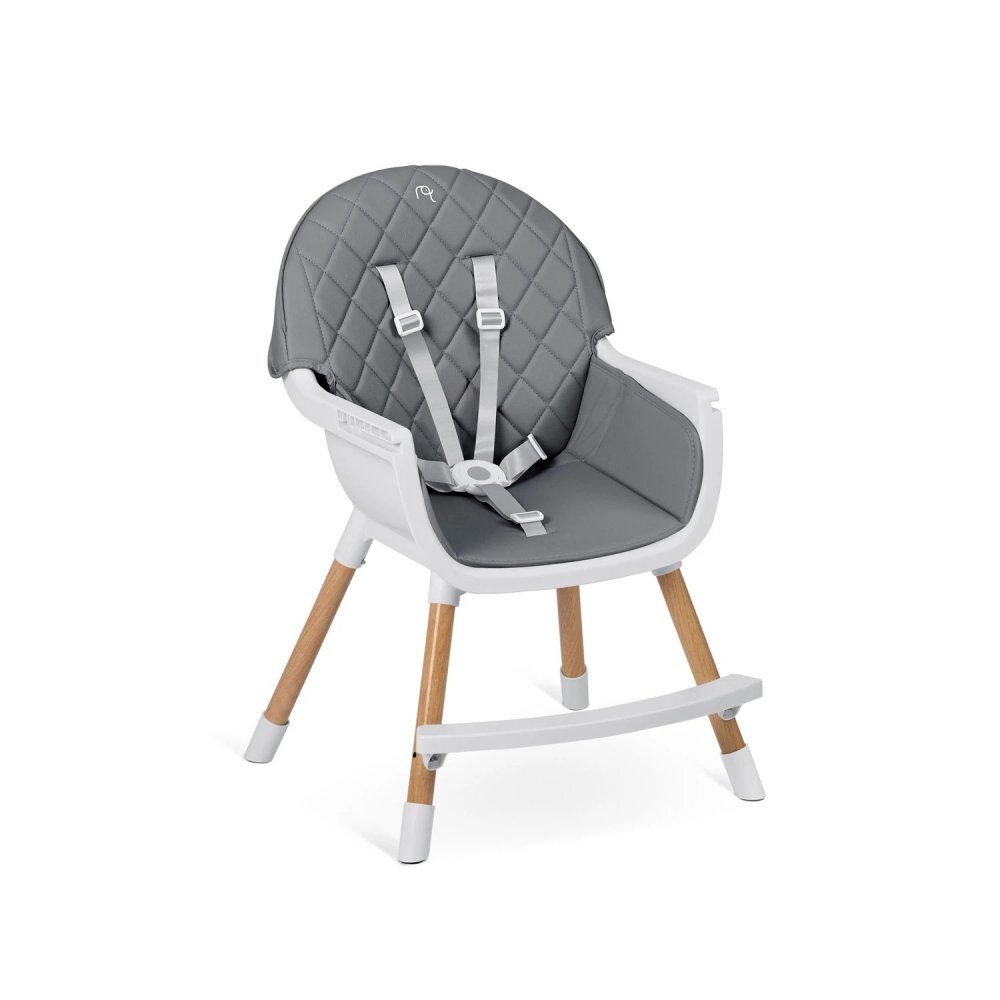 Nukido Scaun de masa multifunctional 3in1 pentru copii cu masuta reglabila si detasabilahusa din PU usor de curatatsuport picioaretransformabil in scaunel clasic Lilo Grey