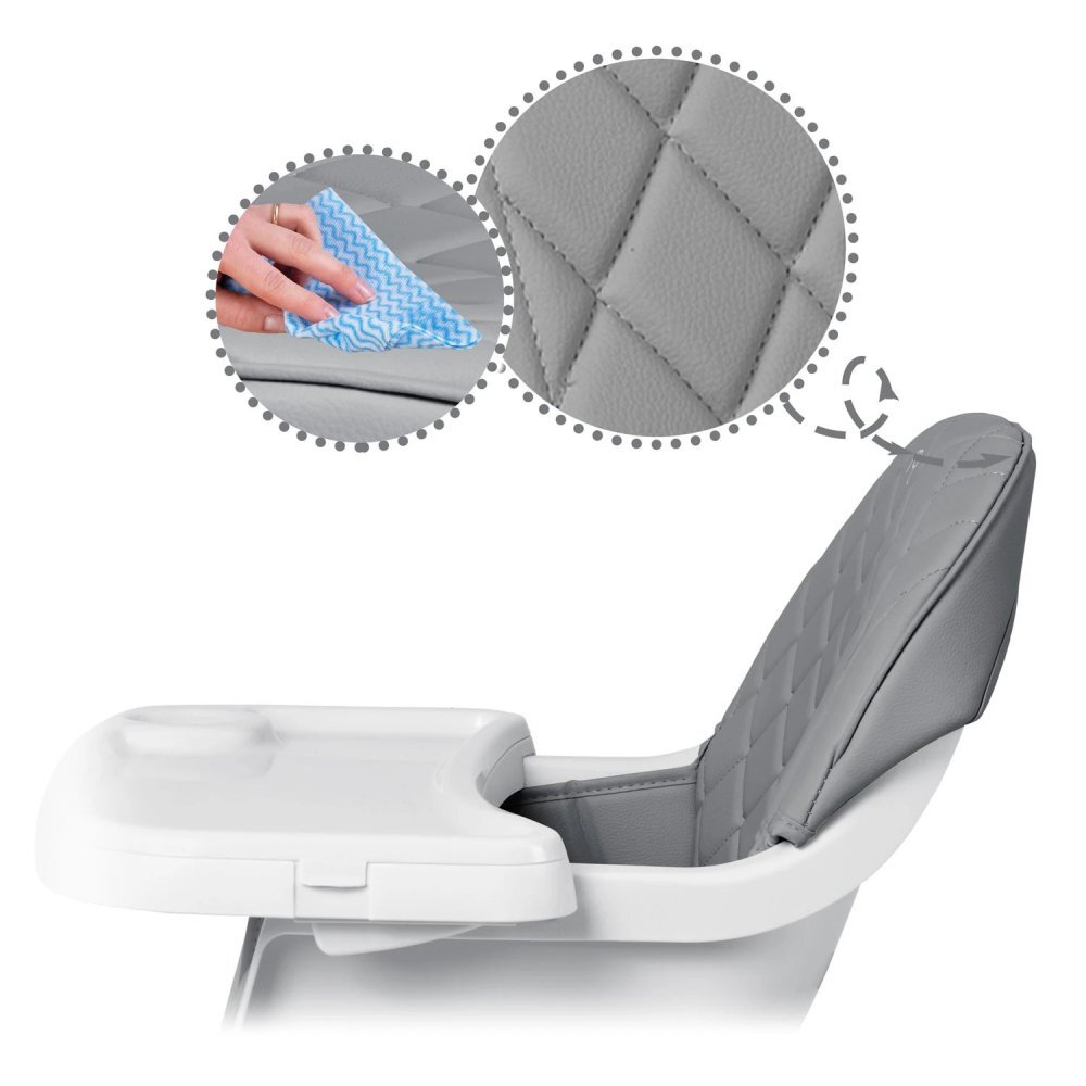 Nukido Scaun de masa multifunctional 3in1 pentru copii cu masuta reglabila si detasabilahusa din PU usor de curatatsuport picioaretransformabil in scaunel clasic Lilo Grey
