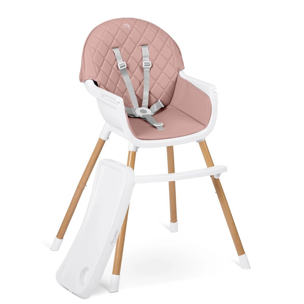 Nukido Scaun de masa multifunctional 3in1 pentru copii cu masuta reglabila si detasabilahusa din PU usor de curatatsuport picioaretransformabil in scaunel clasic Lilo Pink