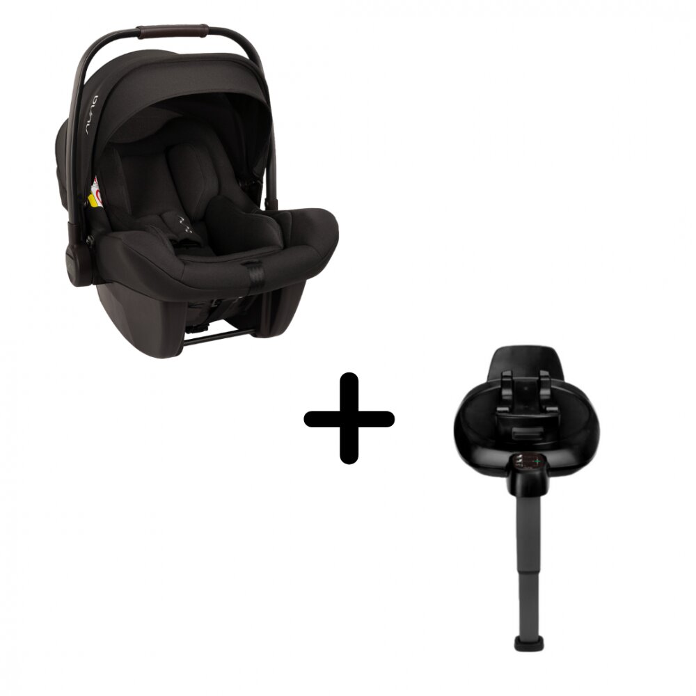 NUNA Set scoica auto i-Size PIPA Lite Caviar R129 + Baza isofix Base next i-Size pentru PIPA Lite