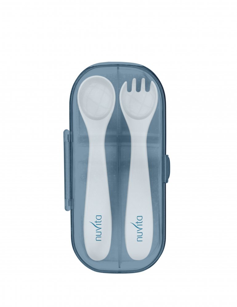 NUVITA Tacamuri de calatorie in cutie Easy Eating Powder Blue