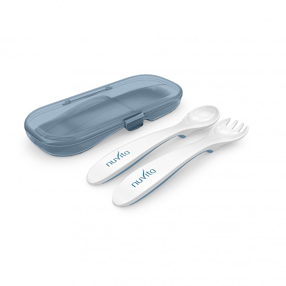 NUVITA Tacamuri de calatorie in cutie Easy Eating Powder Blue
