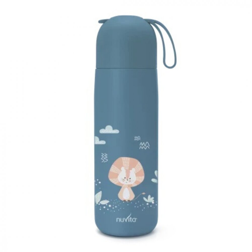 NUVITA Termos din otel inoxidabil Powder Blue cu 2 recipiente interne 400 ml