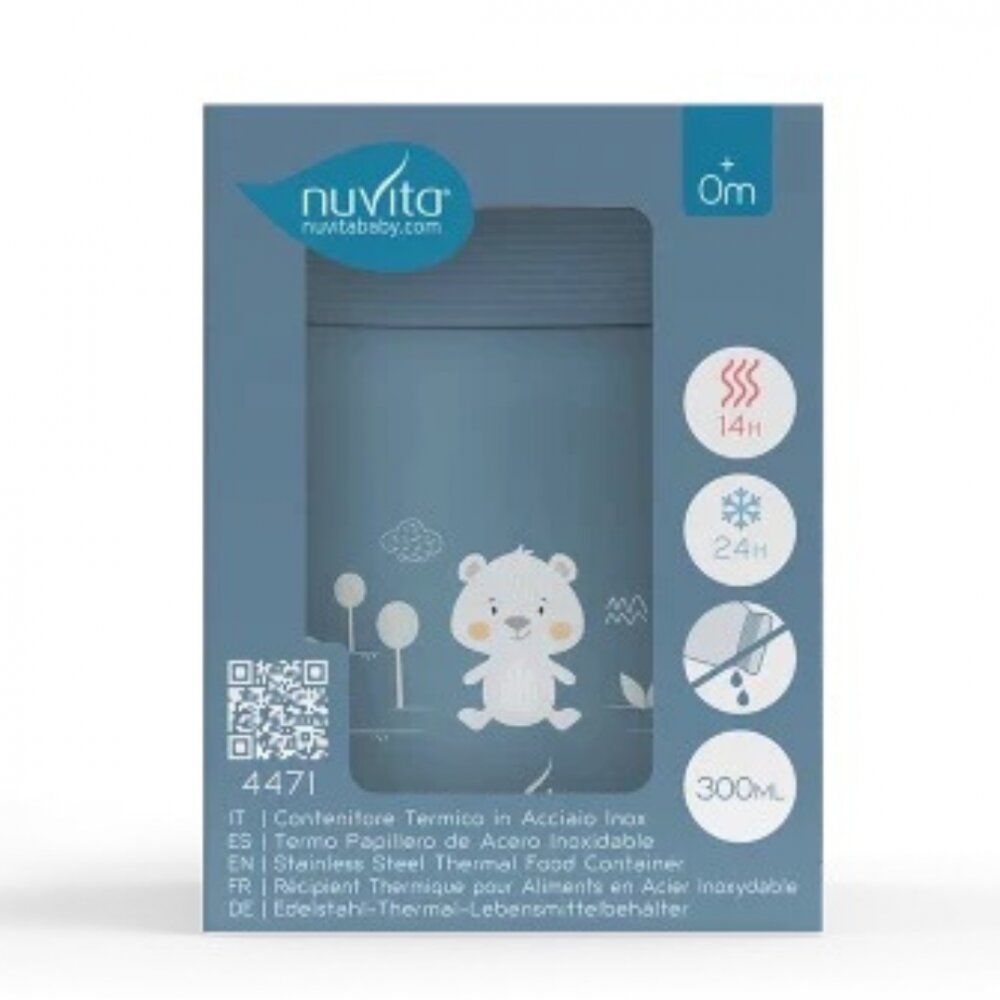 NUVITA Termos din otel inoxidabil Powder Blue pentru alimente lichide si solide 300 ml