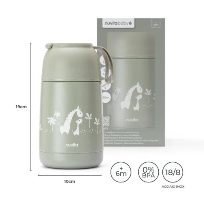NUVITA Termos din otel inoxidabil Sage Green 620 ml