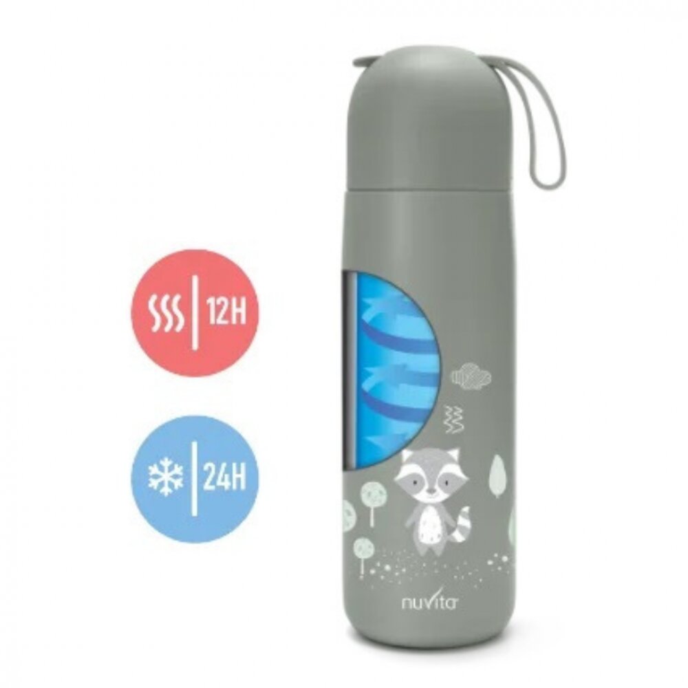 NUVITA Termos din otel inoxidabil Sage Green cu 2 recipiente interne 400 ml