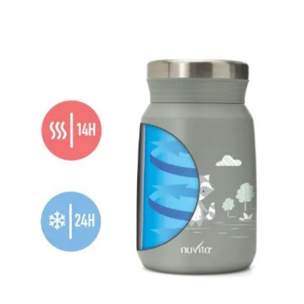 NUVITA Termos din otel inoxidabil Sage Green pentru alimente lichide si solide 500 ml
