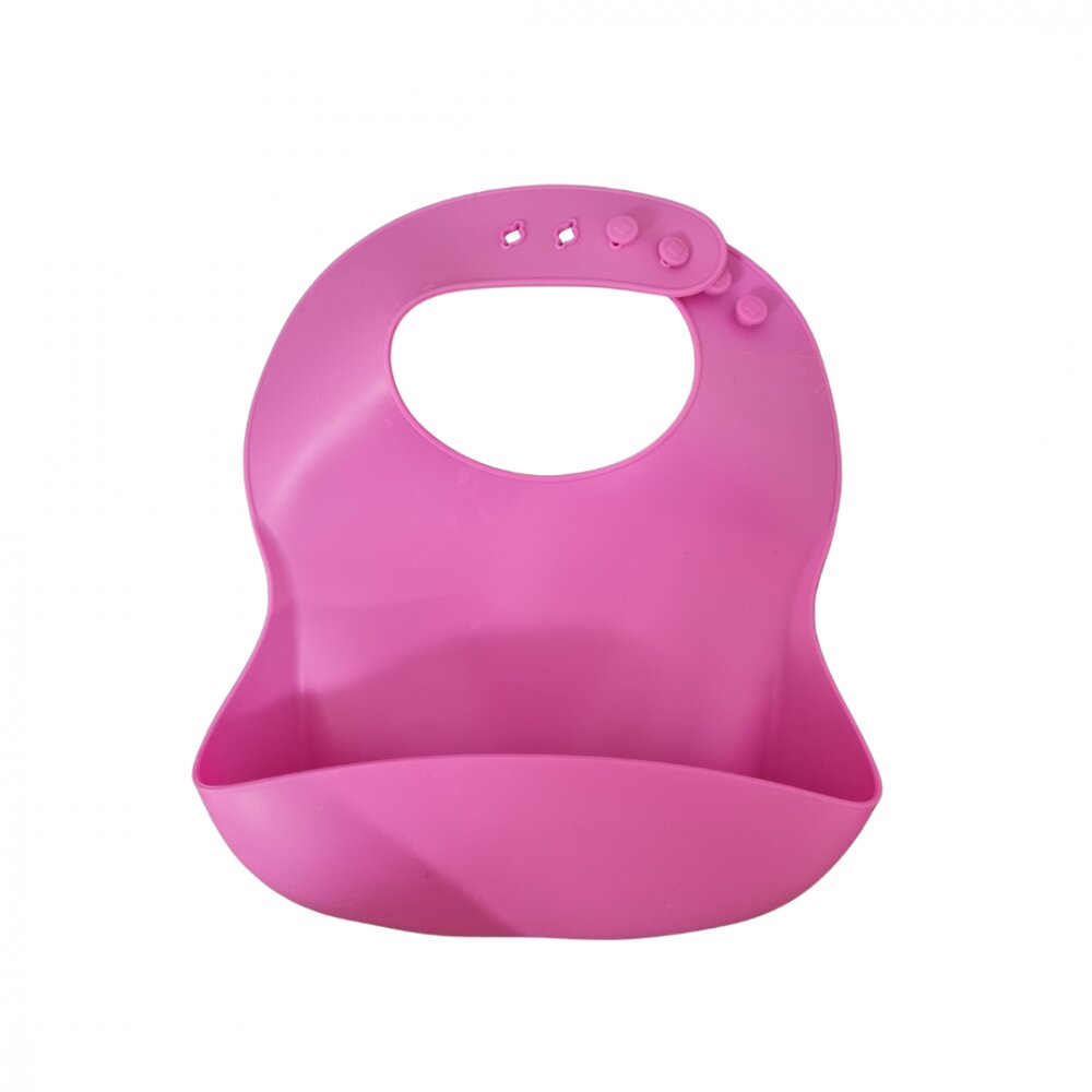 Oaki Baveta reglabila din silicon moale pentru bebelusi fucsia