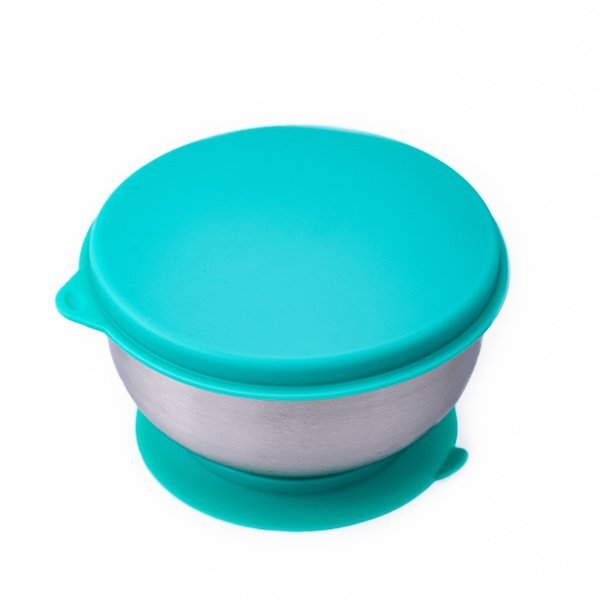 Oaki Castron din inox cu capac si ventuza Albastru
