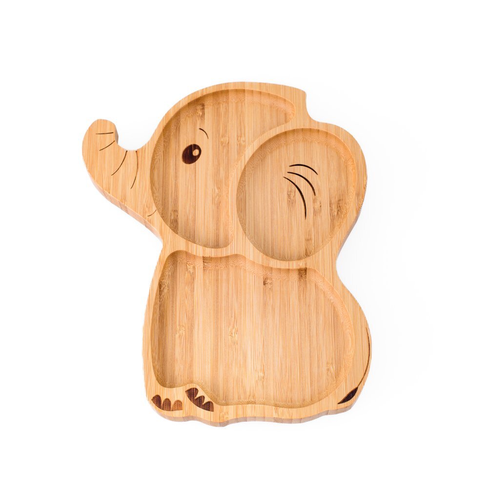 Oaki Farfurie elefant din bambus organic cu baza tip ventuza verde