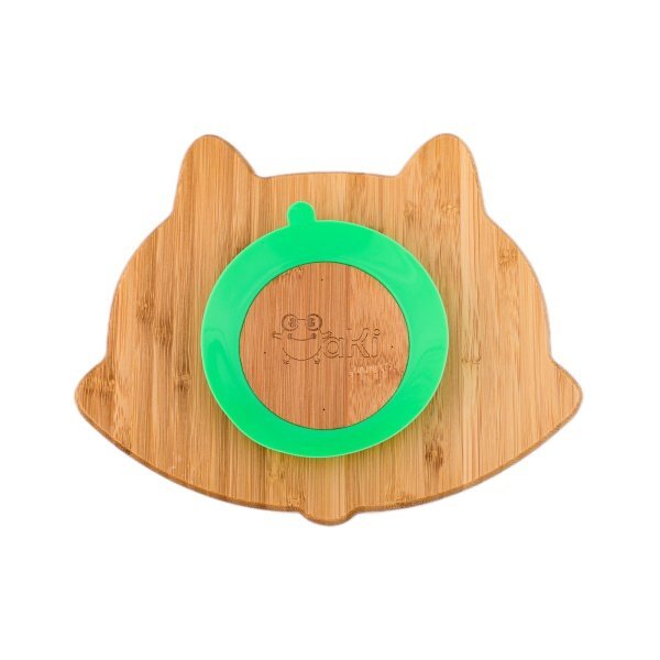 Oaki Farfurie vulpita din bambus organic cu baza tip ventuza Verde