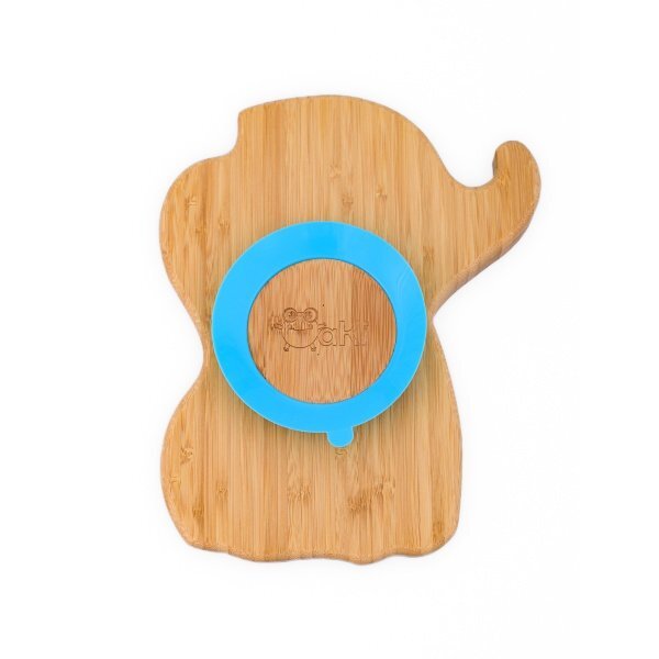 Oaki Set castron si farfurie cu lingurita pentru diversificare din bambus Elefant Albastru