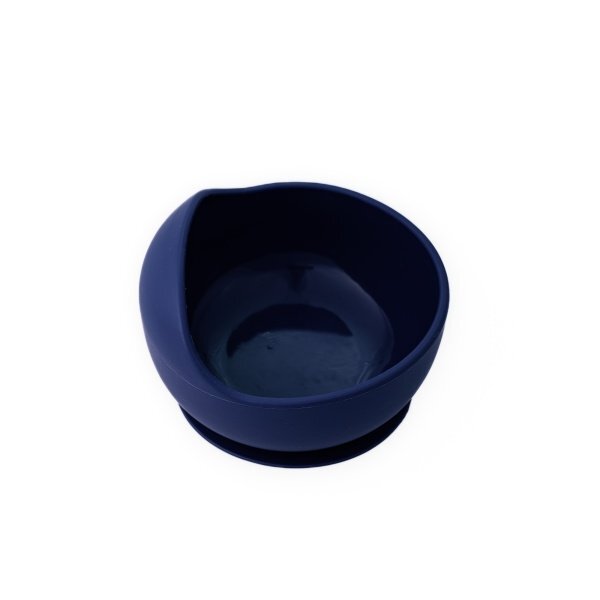 Oaki Set diversificare pentru copii castron cu ventuza si lingurita din silicon bleumarin