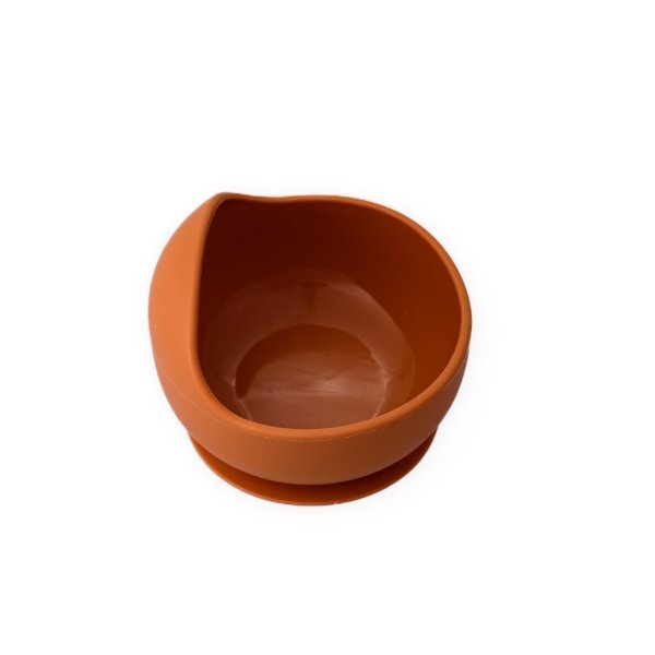 Oaki Set diversificare pentru copii castron cu ventuza si lingurita din silicon portocaliu