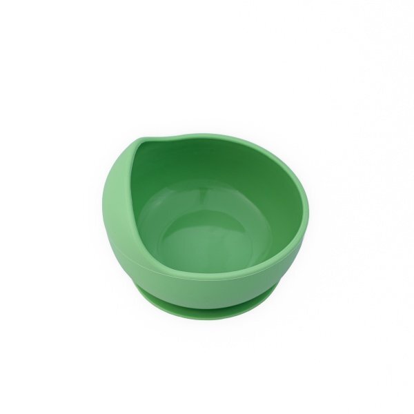 Oaki Set diversificare pentru copii castron cu ventuza si lingurita din silicon verde pal