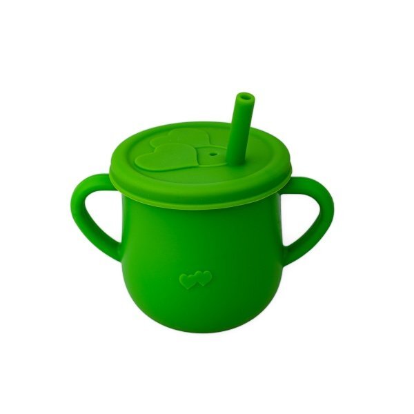 Oaki Set diversificare pentru copii Castron farfurie masinuta din bambus cu lingurita cana cu pai si baveta Verde