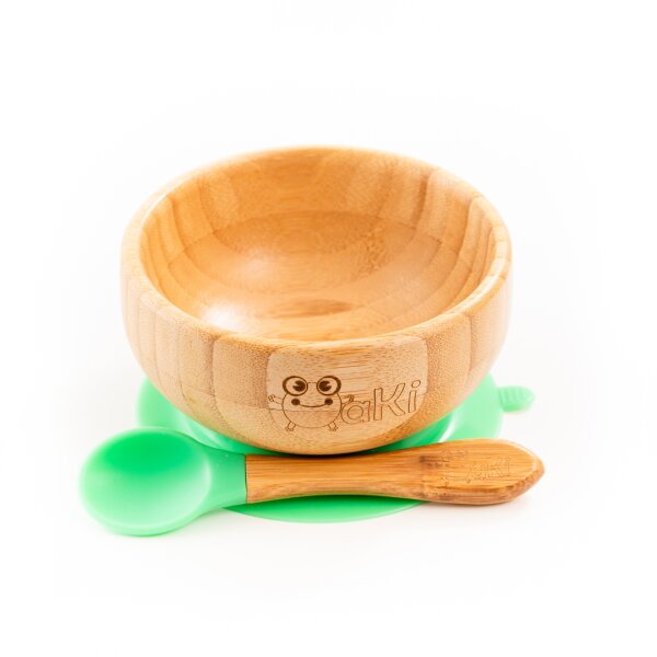 Oaki Set diversificare pentru copii castron si lingurita din bambus verde