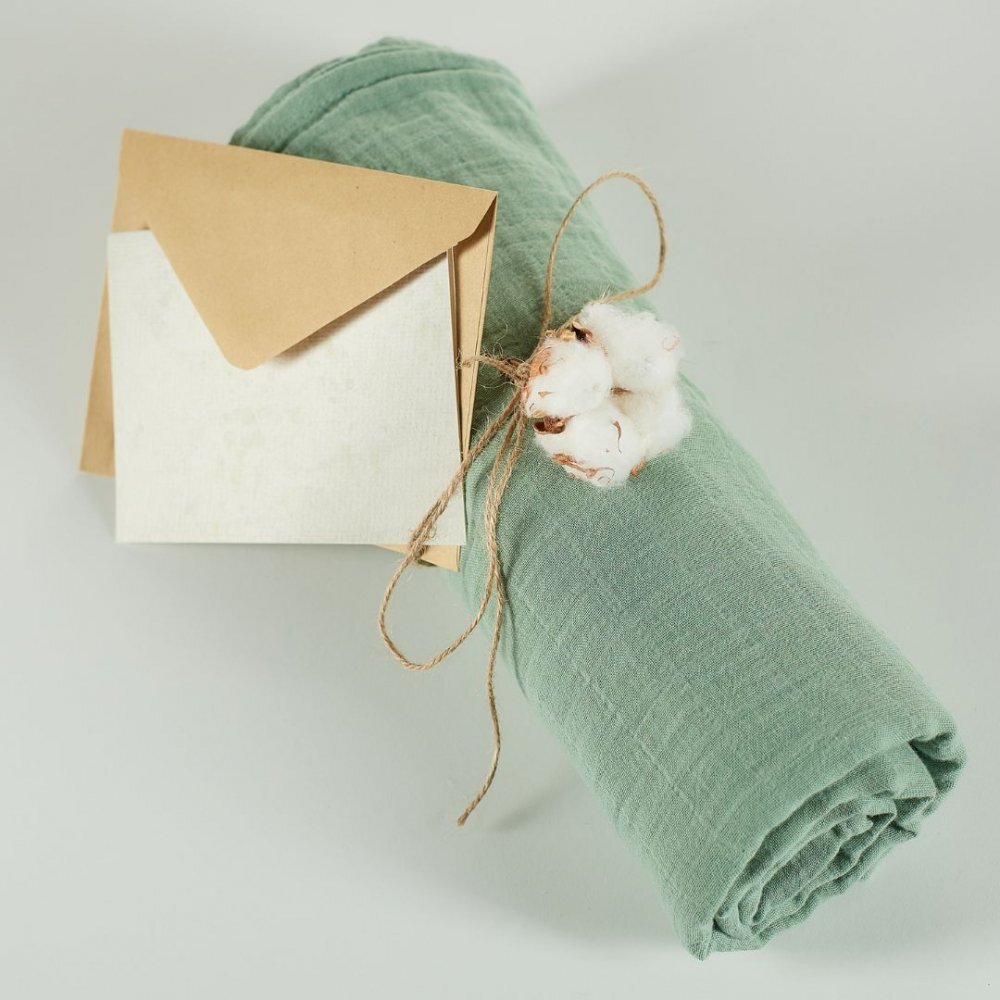 ONINO Muselina multifunctionala din bumbac organic 120x120 cm Hug.me Serene green
