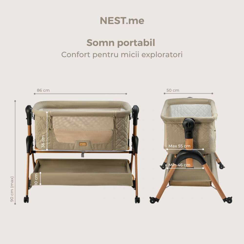 ONINO Patut co-sleeper Nest.me Misty taupe