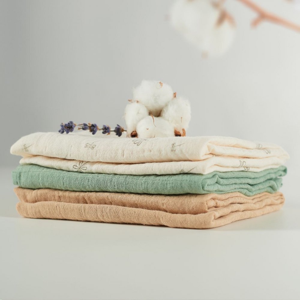 ONINO Set 3 museline multifunctionale din bumbac organic 60x60 cm Hug.me Pure nature