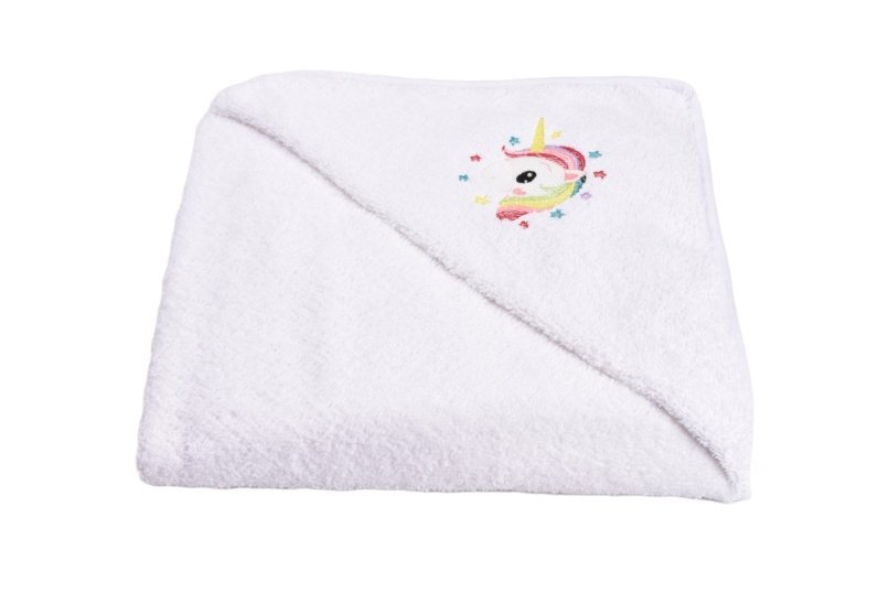Paturica fermecata Prosop de baie cu gluga model Unicorn 75x75 cm