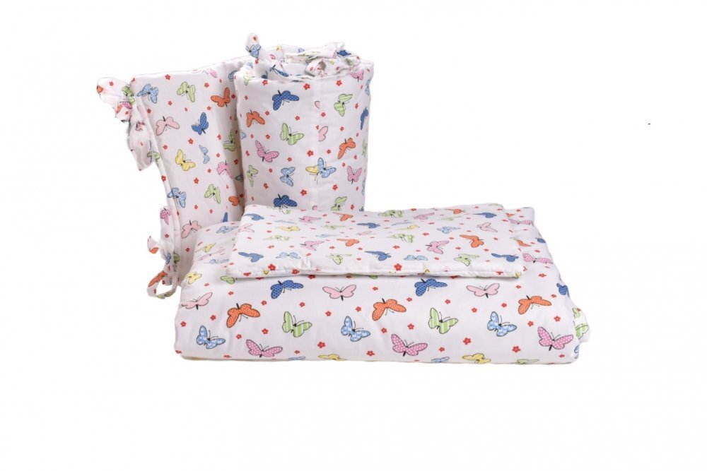 Paturica fermecata Set complet lenjerie si aparatoare patut 120x60 cm fluturasi