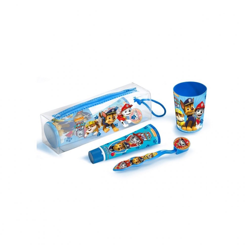Paw Patrol Set ingrijire dentala pentru baieti pahar pasta de dinti periuta si etui