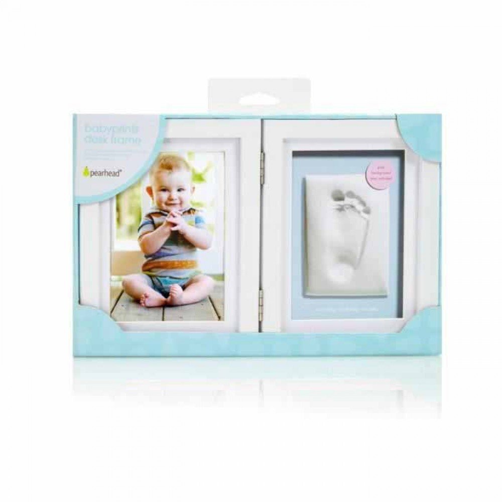PEARHEAD Kit rama foto dubla cu amprenta mulaj manuta sau piciorus alba