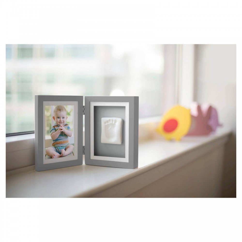 PEARHEAD Kit rama foto dubla cu amprenta mulaj manuta sau piciorus gri